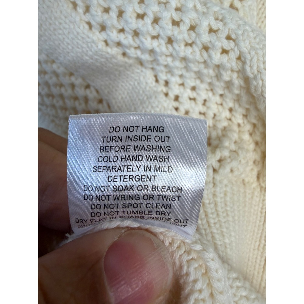 Sabo Skirt Cream Cotton Crochet Knit Sweater Polo V-Neck Oversized Cream Size L - Picture 5 of 5